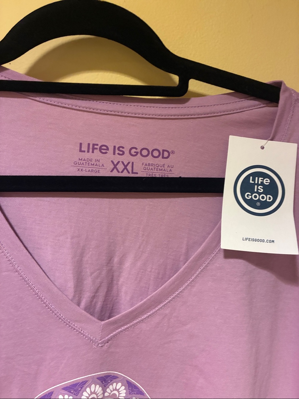 NWT Boho Hippie Life Is Good Lavender V-Neck Tee Sunrise Wave Graphic Sz XXL - Picture 3 of 6